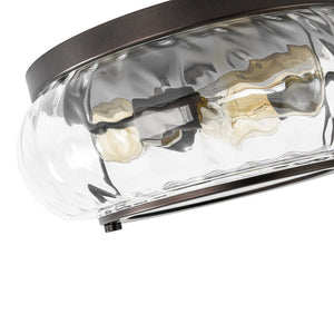 LightFixturesUSA - Contemporary Clear Striped Glass Round Flush Mount Light - Ceiling Light - Oil - Rubbed Bronze - 