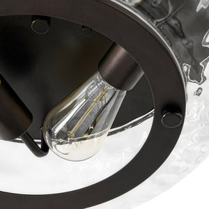LightFixturesUSA - Contemporary Clear Striped Glass Round Flush Mount Light - Ceiling Light - Oil - Rubbed Bronze - 
