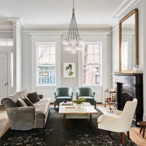 LightFixturesUSA - Contemporary Cluster Seeded Glass Globe Bubble Chandelier - Chandelier - Brushed Brass - 