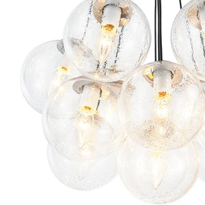 LightFixturesUSA - Contemporary Cluster Seeded Glass Globe Bubble Chandelier - Chandelier - Brushed Brass - 