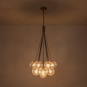LightFixturesUSA - Contemporary Cluster Seeded Glass Globe Bubble Chandelier - Chandelier - Brushed Brass - 