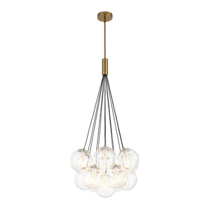 LightFixturesUSA - Contemporary Cluster Seeded Glass Globe Bubble Chandelier - Chandelier - Brushed Brass - 
