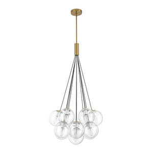 LightFixturesUSA - Contemporary Cluster Seeded Glass Globe Bubble Chandelier - Chandelier - Brushed Brass - 