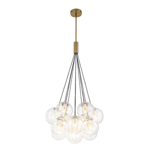 LightFixturesUSA - Contemporary Cluster Seeded Glass Globe Bubble Chandelier - Chandelier - Brushed Brass - 