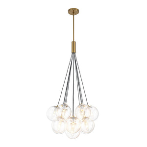 LightFixturesUSA - Contemporary Cluster Seeded Glass Globe Bubble Chandelier - Chandelier - Brushed Brass - 