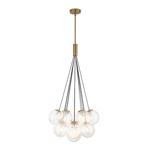 LightFixturesUSA - Contemporary Cluster Seeded Glass Globe Bubble Chandelier - Chandelier - Brushed Brass - 