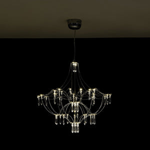 LightFixturesUSA - Contemporary Glam Starry Geometric LED Crystal Chandelier - Chandelier - Chrome - 