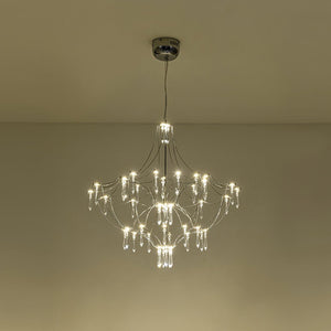 LightFixturesUSA - Contemporary Glam Starry Geometric LED Crystal Chandelier - Chandelier - Chrome - 