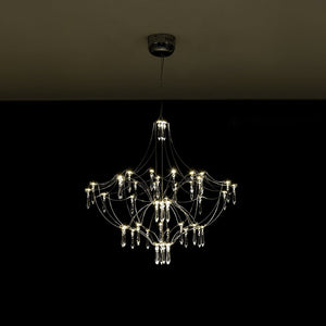 LightFixturesUSA - Contemporary Glam Starry Geometric LED Crystal Chandelier - Chandelier - Chrome - 