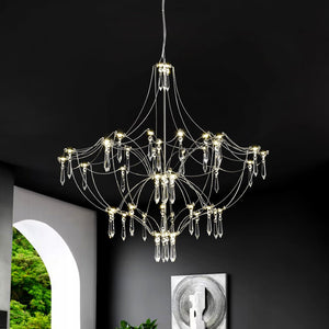 LightFixturesUSA - Contemporary Glam Starry Geometric LED Crystal Chandelier - Chandelier - Chrome - 
