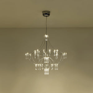 LightFixturesUSA - Contemporary Glam Starry Geometric LED Crystal Chandelier - Chandelier - Chrome - 