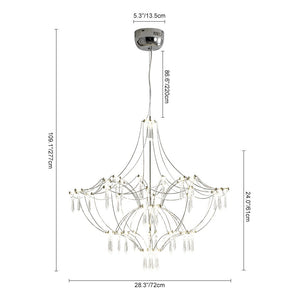 LightFixturesUSA - Contemporary Glam Starry Geometric LED Crystal Chandelier - Chandelier - Chrome - 