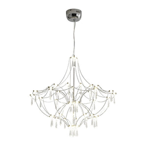 LightFixturesUSA - Contemporary Glam Starry Geometric LED Crystal Chandelier - Chandelier - Chrome - 
