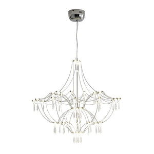 LightFixturesUSA - Contemporary Glam Starry Geometric LED Crystal Chandelier - Chandelier - Chrome - 