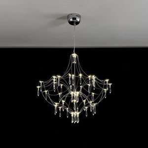 LightFixturesUSA - Contemporary Glam Starry Geometric LED Crystal Chandelier - Chandelier - Chrome - 