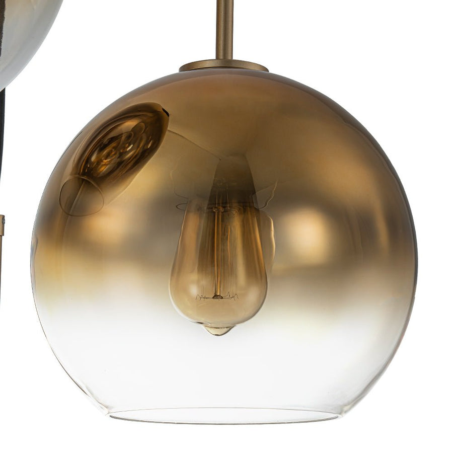 LightFixturesUSA - Contemporary Polished Gradual Glass Globe 3 - Light Pendant - Chandelier - Gold Glass - 