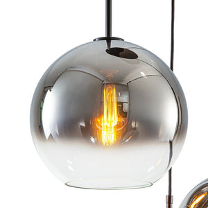 LightFixturesUSA - Contemporary Polished Gradual Glass Globe 3 - Light Pendant - Chandelier - Smoked Glass - 