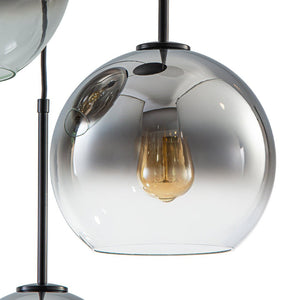 LightFixturesUSA - Contemporary Polished Gradual Glass Globe 3 - Light Pendant - Chandelier - Smoked Glass - 