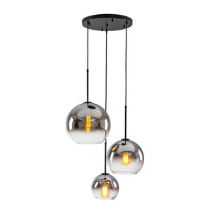 LightFixturesUSA - Contemporary Polished Gradual Glass Globe 3 - Light Pendant - Chandelier - Smoked Glass - 