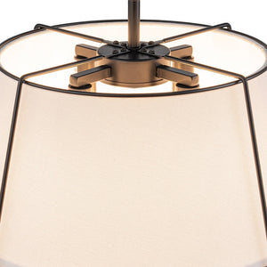 LightFixturesUSA - Contemporary Wide Linen Drum Brass Semi Flush Mount - Ceiling Light - 4 - Lt - Black