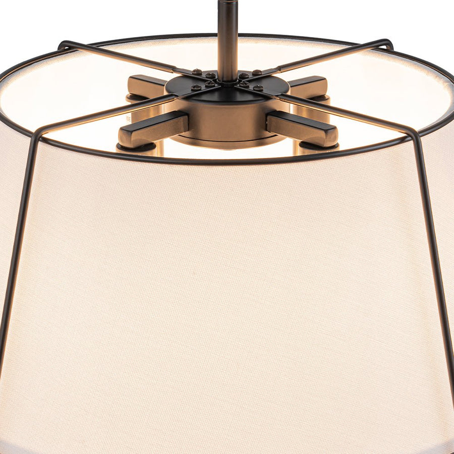 LightFixturesUSA - Contemporary Wide Linen Drum Brass Semi Flush Mount - Ceiling Light - 4 - Lt - Black