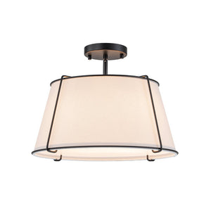 LightFixturesUSA - Contemporary Wide Linen Drum Brass Semi Flush Mount - Ceiling Light - 4 - Lt - Brass