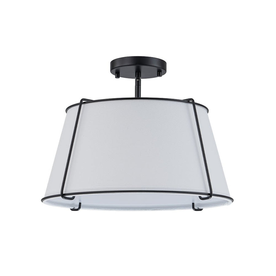 LightFixturesUSA - Contemporary Wide Linen Drum Brass Semi Flush Mount - Ceiling Light - 4 - Lt - Brass