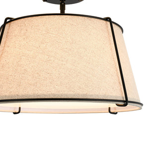 LightFixturesUSA - Contemporary Wide Linen Drum Brass Semi Flush Mount - Ceiling Light - 4 - Lt/Beige Linen - Brass