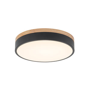 LightFixturesUSA - Contemporary Wood Round Dimmable LED Ceiling Light - Ceiling Light - Black/11.8in - 