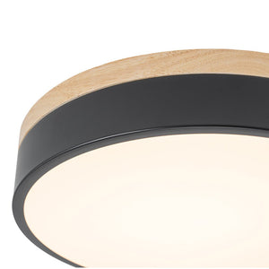 LightFixturesUSA - Contemporary Wood Round Dimmable LED Ceiling Light - Ceiling Light - Black/11.8in - 