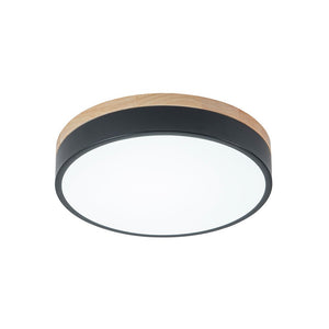 LightFixturesUSA - Contemporary Wood Round Dimmable LED Ceiling Light - Ceiling Light - Black/11.8in - 