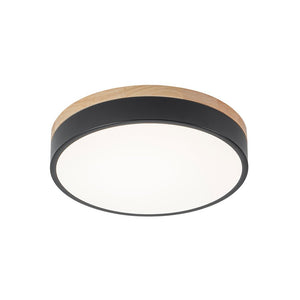 LightFixturesUSA - Contemporary Wood Round Dimmable LED Ceiling Light - Ceiling Light - Black/11.8in - 