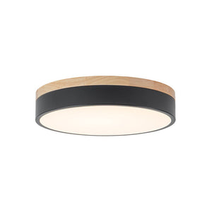 LightFixturesUSA - Contemporary Wood Round Dimmable LED Ceiling Light - Ceiling Light - Black/15.7in - 