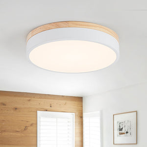 LightFixturesUSA - Contemporary Wood Round Dimmable LED Ceiling Light - Ceiling Light - White/11.8in (Pre - Order) - 