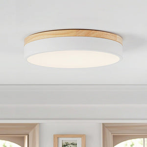LightFixturesUSA - Contemporary Wood Round Dimmable LED Ceiling Light - Ceiling Light - White/11.8in (Pre - Order) - 