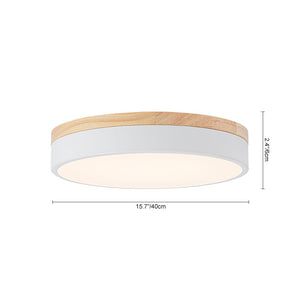 LightFixturesUSA - Contemporary Wood Round Dimmable LED Ceiling Light - Ceiling Light - White/15.7in - 