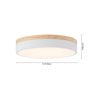 LightFixturesUSA - Contemporary Wood Round Dimmable LED Ceiling Light - Ceiling Light - White/15.7in - 