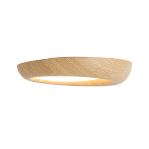 LightFixturesUSA-Crater Rustic Wood Grain Dimmable LED Flush Mount Light-Ceiling Light-Oak-
