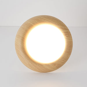 LightFixturesUSA-Crater Rustic Wood Grain Dimmable LED Flush Mount Light-Ceiling Light-Oak-