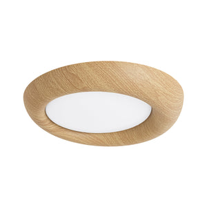 LightFixturesUSA-Crater Rustic Wood Grain Dimmable LED Flush Mount Light-Ceiling Light-Oak-