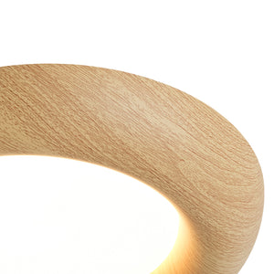 LightFixturesUSA-Crater Rustic Wood Grain Dimmable LED Flush Mount Light-Ceiling Light-Oak-