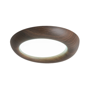 LightFixturesUSA-Crater Rustic Wood Grain Dimmable LED Flush Mount Light-Ceiling Light-Walnut-