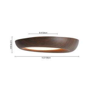 LightFixturesUSA-Crater Rustic Wood Grain Dimmable LED Flush Mount Light-Ceiling Light-Walnut-