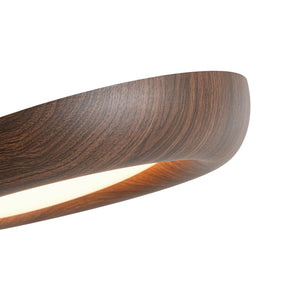 LightFixturesUSA-Crater Rustic Wood Grain Dimmable LED Flush Mount Light-Ceiling Light-Walnut-