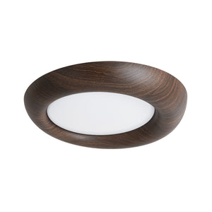 LightFixturesUSA-Crater Rustic Wood Grain Dimmable LED Flush Mount Light-Ceiling Light-Walnut-