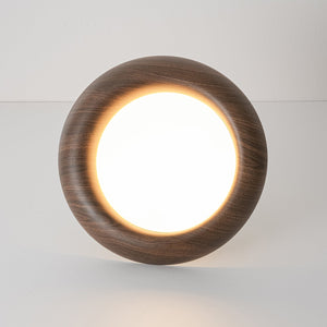 LightFixturesUSA-Crater Rustic Wood Grain Dimmable LED Flush Mount Light-Ceiling Light-Walnut-
