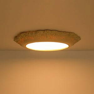 LightFixturesUSA-Decorative French Ivory Embossed LED Flush Mount Light-Ceiling Light-22.8 in-