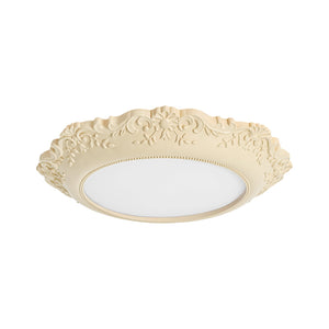 LightFixturesUSA-Decorative French Ivory Embossed LED Flush Mount Light-Ceiling Light-22.8 in-
