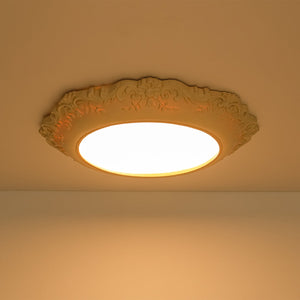 LightFixturesUSA-Decorative French Ivory Embossed LED Flush Mount Light-Ceiling Light-22.8 in-