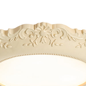 LightFixturesUSA-Decorative French Ivory Embossed LED Flush Mount Light-Ceiling Light-22.8 in-
